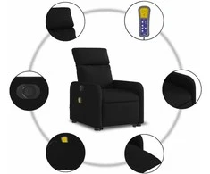Fotelis Atsistojantis elektrinis masažinis krėslas, juodas, audinys