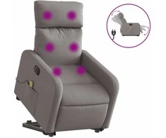 Fotelis Atsistojantis elektrinis masažinis krėslas, taupe, audinys