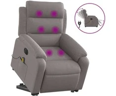 Fotelis Atsistojantis elektrinis masažinis krėslas, taupe, audinys
