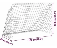 Futbolo vartai su tinklu, balti, 180x90x120cm, plienas