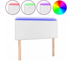 Galvūgalis su LED, baltos spalvos, 100x5x78/88cm, dirbtinė oda