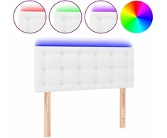 Galvūgalis su LED, baltos spalvos, 90x5x78/88cm, dirbtinė oda