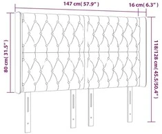 Galvūgalis su LED, šviesiai pilkas, 147x16x118/128cm, audinys