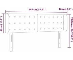 Galvūgalis su LED, šviesiai pilkas, 147x16x78/88cm, aksomas
