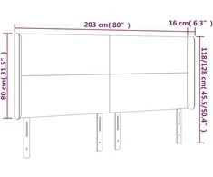 Galvūgalis su LED, šviesiai pilkas, 203x16x118/128cm, audinys