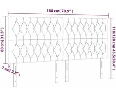 Galvūgalis su LED, tamsiai pilkas, 180x7x118/128cm, audinys