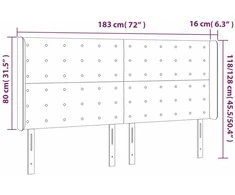 Galvūgalis su LED, tamsiai pilkas, 183x16x118/128cm, audinys