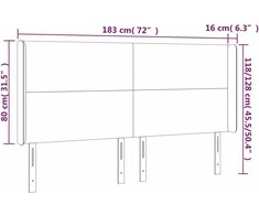 Galvūgalis su LED, tamsiai pilkas, 183x16x118/128cm, audinys