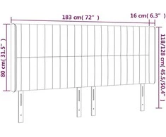 Galvūgalis su LED, tamsiai pilkas, 183x16x118/128cm, audinys
