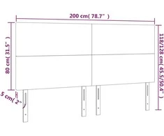 Galvūgalis su LED, tamsiai pilkas, 200x5x118/128cm, audinys
