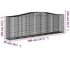 Išlenkti gabiono krepšiai, 7vnt., 400x50x120/140cm, geležis