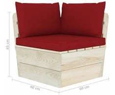Kampinė sodo sofa iš palečių su pagalvėlėmis, impregnuota eglė