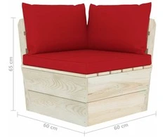 Kampinė sodo sofa iš palečių su pagalvėlėmis, impregnuota eglė