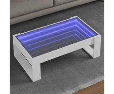 Kavos staliukas su Infinity LED lemputėmis, baltas, 90x53x30cm