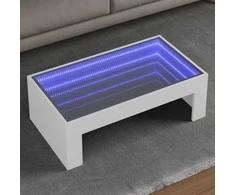 Kavos staliukas su Infinity LED lemputėmis, baltas, 90x50x30cm