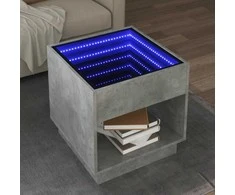 Kavos staliukas su Infinity LED lemputėmis, betono, 50x50x50cm