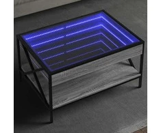 Kavos staliukas su Infinity LED lemputėmis, pilkas, 70x50x38cm