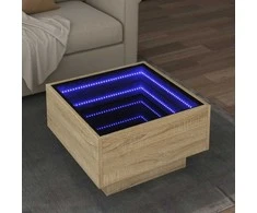 Kavos staliukas su LED, ąžuolo, 50x50x30cm, apdirbta mediena