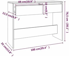 Konsolinis staliukas, betono, 100x35x76,5cm, apdirbta mediena