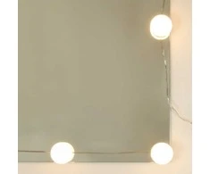 Kosmetinis staliukas su LED, baltas, 74,5x40x141cm, blizgus