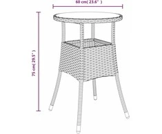 Lauko baldų komplektas Bistro komplektas su pagalvėlėmis, 3 dalių, pilkas, poliratanas