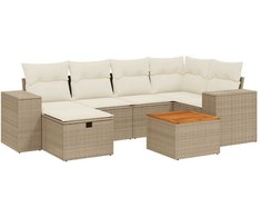 Sofa Sofos komplektas su pagalvėlėmis, 7 dalių, smėlio, poliratanas