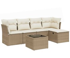Sofa Sofos komplektas su pagalvėlėmis, 6 dalių, smėlio, poliratanas