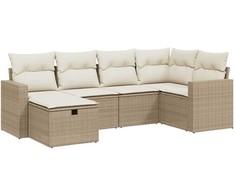 Sofa Sofos komplektas su pagalvėlėmis, 6 dalių, smėlio, poliratanas