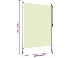 Lauko roletas, kreminės spalvos, 150x270cm