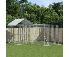 Lauko voljeras šunims su stogu, sidabrinis, 4x4x2,5m, plienas