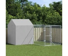 Lauko voljeras šunims su stogu, sidabrinis, 4x4x2,5m, plienas