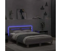Lova Lovos rėmas su galvūgaliu ir LED, pilkas ąžuolo, 135x190cm