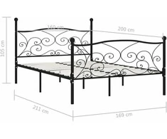Lovos rėmas su grotelių pagrindu, juodas, 160x200cm, metalas
