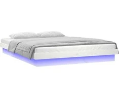 Lova Lovos rėmas su LED, baltas, 135x190cm, mediena, dvivietis