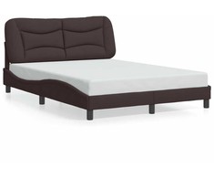 Lovos rėmas su LED, tamsiai rudas, 120x200cm, audinys