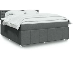 Lova su spyruoklėmis/čiužiniu,tamsiai pilka, 180x200cm, audinys
