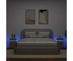 Naktinės spintelės su LED, 2vnt., artisano, 35x39x55cm, mediena