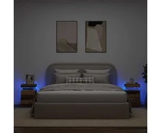 Naktinės spintelės su LED, 2vnt., medienos, 35x39x55cm, mediena