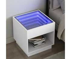 Naktinis staliukas su Infinity LED, baltas, 50x50x50cm
