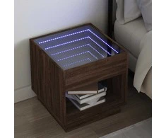 Naktinis staliukas su Infinity LED, rudas ąžuolo, 50x50x50cm