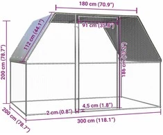 Narvas viščiukams, sidabrinis ir pilkas, 3x2x2m, plienas