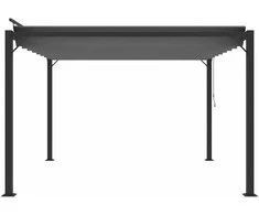Pavėsinė su žaliuzių stogu, antracito, 3x3m, audinys/aliuminis