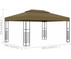 Pavėsinė, taupe spalvos, 3x4m, 180g/m²