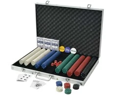 Pokerio rinkinys su 1000 žetonų, aliuminis