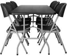 Lauko baldų komplektas Bipohome Maitinimo rinkinys FETA Juodas 180 cm + 6 kėdės Juodas