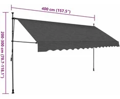 Rankiniu būdu ištraukiama markizė su LED, antracito, 400cm