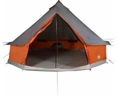 Šeimos palapinė, pilka ir oranžinė, aštuonvietė, tipi