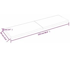 Sieninė lentyna, 220x60x(2–6)cm, neapdorotas ąžuolo masyvas