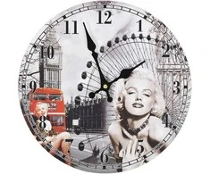 Sieninis laikrodis, 30cm, vintažinio dizaino, su Marilyn Monroe