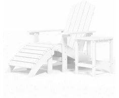 Sodo Adirondack kėdė su pakoja ir staliuku, balta, HDPE